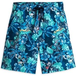 Disney Mens 3XL Swim Trunks Mickey Donald Goofy Pluto Tropical Blue